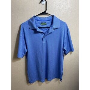 Ben Hogan Performance Golf Polo Medium Blue Checkered Short Sleeve Button